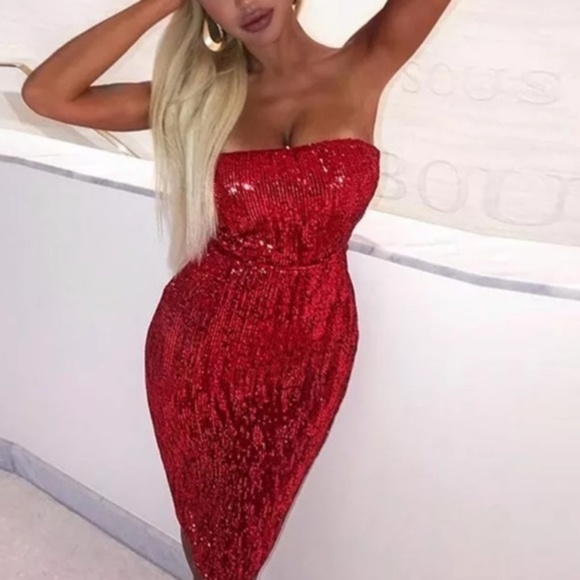 Dress Red Sequin DRESS - Picture 2 of 4